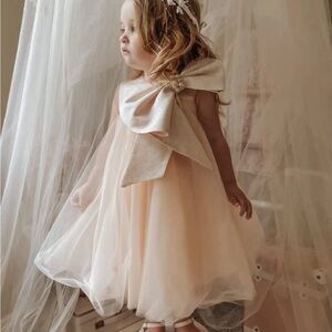 Petite Maison Kids Girl's Jackie Layered Tulle Dress W/ Oversized Bow